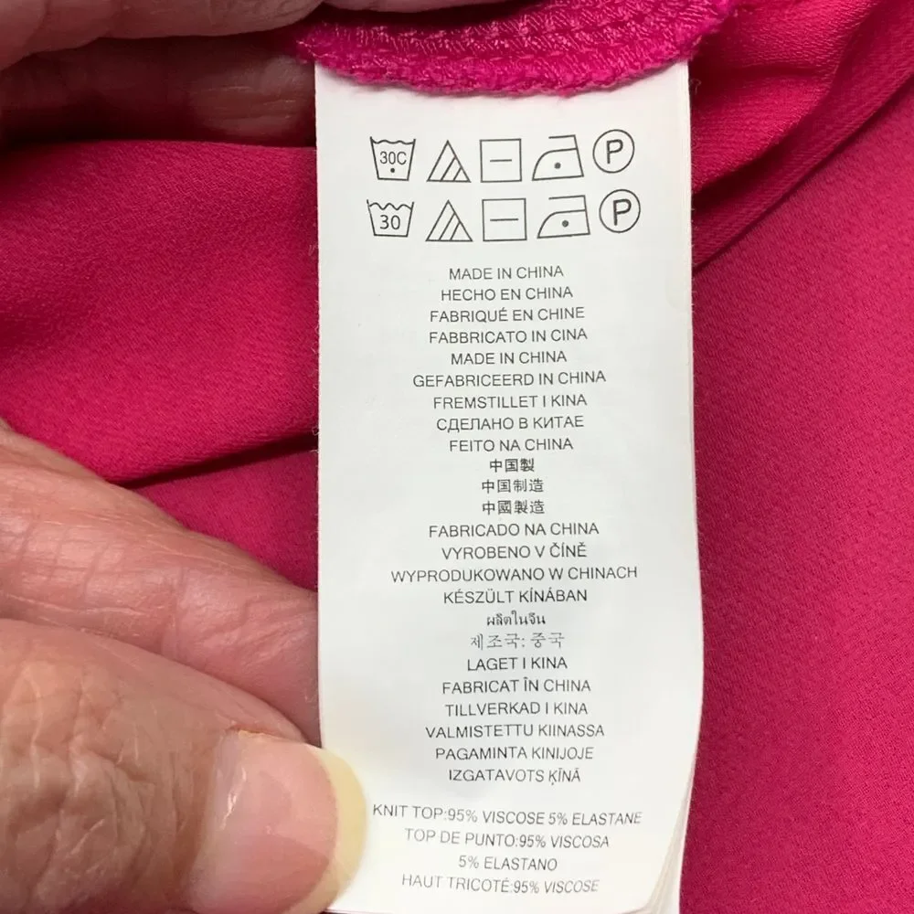 Michael Kors Women's Sleeveless Fuchsia‎ Pink Layered Tiered Tank Top Size S